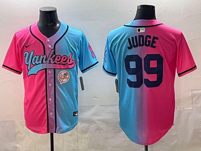 Men New York Yankees #99 Judge Blue pink Game 2025 Nike MLB Jersey style 0010